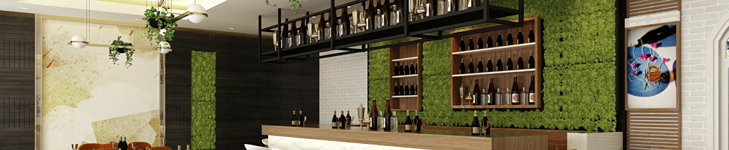 ワインボトルやワイングラスが並んでいる店内